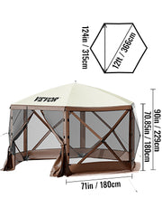 Load image into Gallery viewer, Amocart Pop-up Camping Gazebo Camping Canopy Shelter 6 Sided 12' x 12' / 10' x 10' Sun Shade Tents & Canopies Camping & Hiking