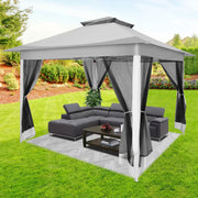 Load image into Gallery viewer, 12x12ft Pop Up Gazebo Canopy Tent Easy Set Up Outdoor Portable Pavilion Sunshade Shelter With Mosquito Nettings & Sidewalls Double Vented Roof And Carry Bag For Patio Garden Lawn 3 Height Adjustable