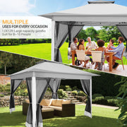 Load image into Gallery viewer, 12x12ft Pop Up Gazebo Canopy Tent Easy Set Up Outdoor Portable Pavilion Sunshade Shelter With Mosquito Nettings & Sidewalls Double Vented Roof And Carry Bag For Patio Garden Lawn 3 Height Adjustable
