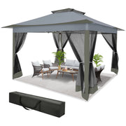 Load image into Gallery viewer, 12x12ft Pop Up Gazebo Canopy Tent Easy Set Up Outdoor Portable Pavilion Sunshade Shelter With Mosquito Nettings & Sidewalls Double Vented Roof And Carry Bag For Patio Garden Lawn 3 Height Adjustable