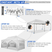 Load image into Gallery viewer, Pop up Canopy Tent 10x20 Heavy Duty Gazebo with 6 Sidewalls, UPF 50+ All Weather Waterproof Commercial Outdoor Wedding Party Tents Canopy with Roller Bag