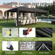 Load image into Gallery viewer, Aoxun 10x20ft Pop Up Gazebo With Sides Waterproof Outdoor Canopy With Wheeled Carry Bag 4 Weight Bags 12 Stakes 6 Ropes Heavy Duty Instant Shelter For Garden Party BBQ