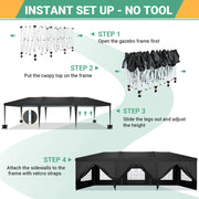 Load image into Gallery viewer, 10x30ft Pop Up Canopy Tent with 8 Sidewalls Tents for Party Waterproof Camping Canopy,Outdoor Portable Gazebo for Backyard