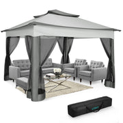 Load image into Gallery viewer, 11x11ft Pop Up Gazebo Pavilion With Mosquito Netting Outdoor Canopy Tent With Carry Bag Gazebo For Garden Backyard Lawn Patio
