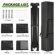Load image into Gallery viewer, 10x10ft Pop Up Canopy Gazebo Tent Awning With Mesh Window 4 Sidewall Carry Bag 4 Stakes Ropes For Party Event Garden Courtyard