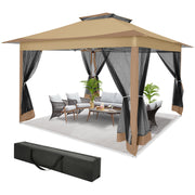 Load image into Gallery viewer, 12x12ft Pop Up Gazebo Canopy Tent Easy Set Up Outdoor Portable Pavilion Sunshade Shelter With Mosquito Nettings & Sidewalls Double Vented Roof And Carry Bag For Patio Garden Lawn 3 Height Adjustable