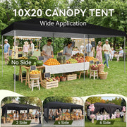 Load image into Gallery viewer, Aoxun 10x20ft Pop Up Gazebo With Sides Waterproof Outdoor Canopy With Wheeled Carry Bag 4 Weight Bags 12 Stakes 6 Ropes Heavy Duty Instant Shelter For Garden Party BBQ