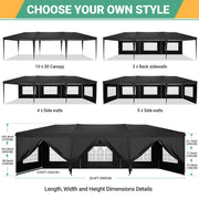 Load image into Gallery viewer, 10x30ft Pop Up Canopy Tent with 8 Sidewalls Tents for Party Waterproof Camping Canopy,Outdoor Portable Gazebo for Backyard
