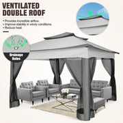 Load image into Gallery viewer, 11x11ft Pop Up Gazebo Pavilion With Mosquito Netting Outdoor Canopy Tent With Carry Bag Gazebo For Garden Backyard Lawn Patio