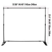 Load image into Gallery viewer, SucceBuy 3x2.4M Backdrop Background Stand Adjustable Telescopic Backdrop Banner Stand for Photocall Video Wedding Event Party