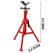 Load image into Gallery viewer, SucceBuy Pipe Holding Stand with Roller Head V-Head Folding Tripod Jack 12 inch Capacity Pipe working Supporting Clamped Tool
