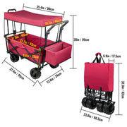 Load image into Gallery viewer, SucceBuy Folding Wagon Cart Adjustable Handle Bar Removable Canopy Oxford Cloth Collapsible Shopping Outdoor Camping Beach Cart - AMOCART