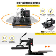 Load image into Gallery viewer, SucceBuy Combo Heat Press Machine 5/6/8 in 1 30*38CM 38*38CM Muntifunctional Sublimation Printer Transfer Mug Hat Plate T-Shirt - AMOCART