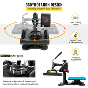 Charger l'image dans la visionneuse de galerie, Amocart 12x10Inch Dual Digital Heat Press Machine 650W Swing Away 360 Degree Rotation Transfer Sublimation Printing for T-Shirt