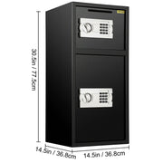 Load image into Gallery viewer, SucceBuy 33" Double Door Safe Deposit Box Secret Hidden Piggy Bank Steel Separate Storage Space Electronic Lock for Office Home - AMOCART