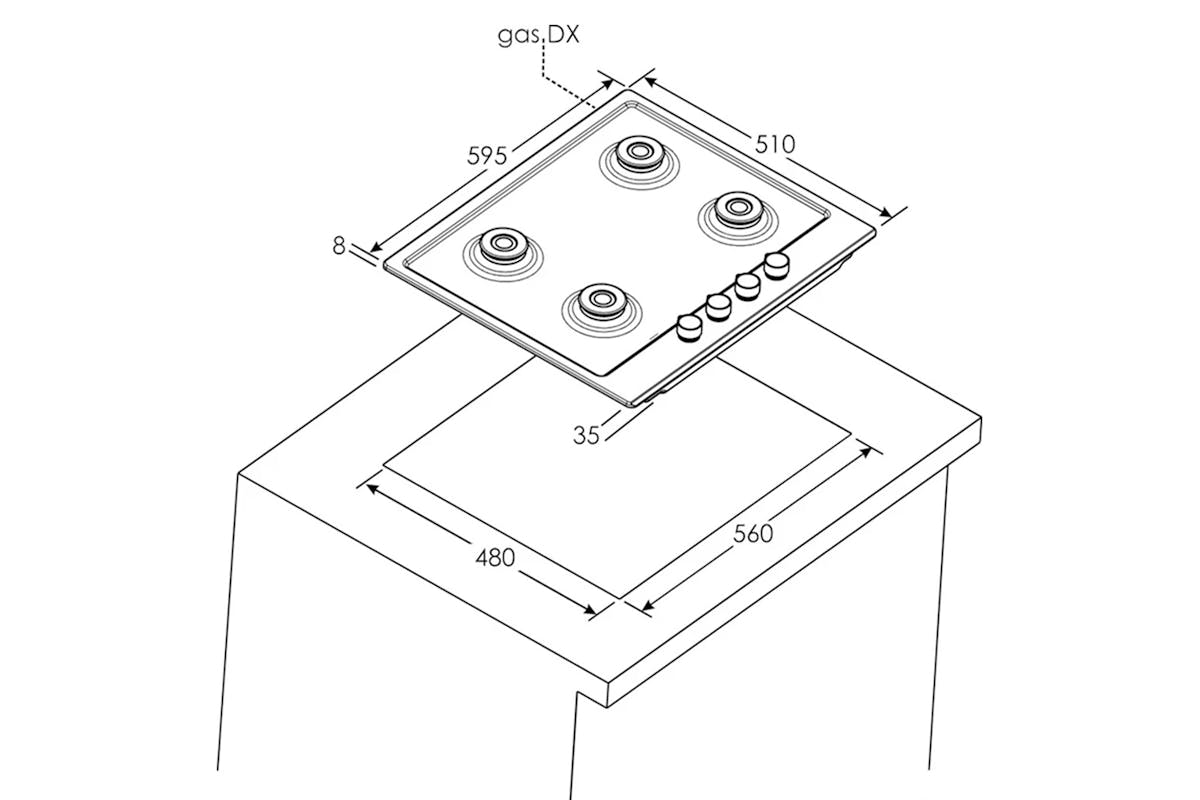 Hoover H-HOB 300 60cm Gas Hob | HHG6BRMX
