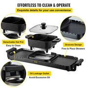 Load image into Gallery viewer, Amocart 2in1 Electric BBQ Pan Grill Hot Pot Multifunction Home Portable Smokeless Nonstick Detachable Hot Pot Barbecue Plate