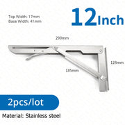 Load image into Gallery viewer, KAK 2pcs Folding Shelf Bracket Heavy Duty Stainless Steel Collapsible Shelf Bracket Hardware for Table Work RV Car Saving Space
