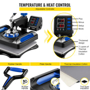 Load image into Gallery viewer, SucceBuy 5/8in1 15x15"/12x15"Dual-tube Heating Insulation Cotton Heat Press Sublimation Machine 360°Swing Design for Tshirts Etc