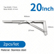 Load image into Gallery viewer, KAK 2pcs Folding Shelf Bracket Heavy Duty Stainless Steel Collapsible Shelf Bracket Hardware for Table Work RV Car Saving Space