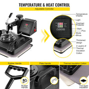 Load image into Gallery viewer, SucceBuy Combo Heat Press Machine 5/6/8 in 1 30*38CM 38*38CM Muntifunctional Sublimation Printer Transfer Mug Hat Plate T-Shirt - AMOCART