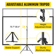 Load image into Gallery viewer, SucceBuy 60 70 80 90 100 110 in Tripod Projector Screen W/ Stand 16:9 4K HD Portable Home Cinema for Indoor & Outdoor Projection