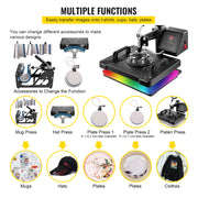 Load image into Gallery viewer, SucceBuy Combo Heat Press Machine 5/6/8 in 1 30*38CM 38*38CM Muntifunctional Sublimation Printer Transfer Mug Hat Plate T-Shirt