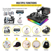 Load image into Gallery viewer, Amocart Combo Heat Press Machine 5/6/8 in 1 30*38CM 38*38CM Muntifunctional Sublimation Printer Transfer Mug Hat Plate T-Shirt