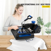 Load image into Gallery viewer, SucceBuy 5/8in1 15x15"/12x15"Dual-tube Heating Insulation Cotton Heat Press Sublimation Machine 360°Swing Design for Tshirts Etc