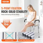 Load image into Gallery viewer, SucceBuy Shower Chair with Back Adjustable Height for Bathtub Non-slip Bathroom Bench Seat for Elderly Disabled 350 LBS Capacity - AMOCART