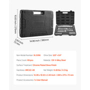Load image into Gallery viewer, SucceBuy Socket Set 3/8 & 1/4 & 1/2 in Drive Socket Tool Set SAE and Metric Chrome Plated CR-V Alloy Steel for Automotive Repair - AMOCART