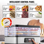Load image into Gallery viewer, SucceBuy 5 Tray Food Dehydrator Machine 300W Stainless Steel Electric Food Dryer w/ Digital Adjustable Timer & Temperature - AMOCART