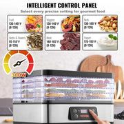 Bild in Galerie-Viewer laden, Amocart 5 Tray Food Dehydrator Machine 300W Stainless Steel Electric Food Dryer w/ Digital Adjustable Timer & Temperature