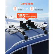 Load image into Gallery viewer, SucceBuy Ski & Snowboard Roof Rack Carry up to 6 Pairs of Skis or 4 Snowboards 2 PCS Aluminum Universal Car Roof Rack Top Holder - AMOCART