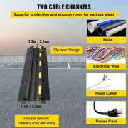Load image into Gallery viewer, Amocart 2 Channel Cable Protector Ramp Wire Cable Cover Cord Guard Rubber + PVC 11000LBS Speed Bump Parking Driveway Traffic