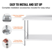 Load image into Gallery viewer, Amocart 24 x 72 x 36 Inch Stainless Steel Work Table Commercial Food Prep Worktable Heavy Duty Prep Worktable Metal Work Table