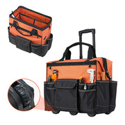 Charger l'image dans la visionneuse de galerie, SucceBuy 110 lbs Rolling Tool Bag 27 Pockets Roller Tool Bag on Wheels with Adjustable Telescoping Handle for Construction Tools