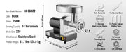 Bild in Galerie-Viewer laden, Amocart Meat Grinder Electric Meat Grinders Grinding Plate Stainless Steel Commercial for Kitchen Restaurant Butcher Store