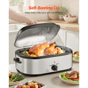 Load image into Gallery viewer, SucceBuy Roaster Oven Electric Roasting Pan Adjustable Temperature Fast-Cooking Turkey Roaster Defrost & Warm Function for Home - AMOCART