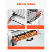 Load image into Gallery viewer, SucceBuy Hot Dog Roller Stainless Steel Sausage Grill Cooker Hot Dog Machine with Bun Warmer Cover 3 Temp Control for Commercial