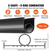 Load image into Gallery viewer, SucceBuy 3m 4.8m 6m Garage Door Seals Bottom Rubber U Shape +O Ring Garage Door Weather Stripping Universal Weatherproof Rubber - AMOCART