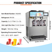Bild in Galerie-Viewer laden, Amocart Commercial Slushy Machine 12L Singal or Double Tanks Cool and Freeze Modes, Stainless Steel Margarita Smoothie Frozen Drink Maker Slushie Machine for Party Cafes Restaurants Bars Home