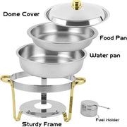 Bild in Galerie-Viewer laden, Amocart 4 Pack Chafing Dish Buffet Set Stainless Steel Chafer w/4 Full Size Pan Round Catering Warmer Server for Party Banquets