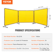 Load image into Gallery viewer, SucceBuy Welding Screen with Frame 6' x 8' Flame-Resistant Vinyl 3 Panel Welding Curtain Screens 12 Swivel Wheels for Workshop