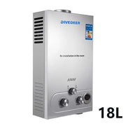 Load image into Gallery viewer, 6L–18L Portable Instant-Heat LPG Water Heater for Home Use Stainless Steel Construction, Easy Installation