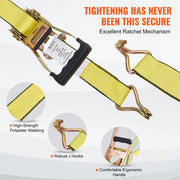 Load image into Gallery viewer, SucceBuy 4pcs 2/4/8M Ratchet Strap Tie Down Cargo Belt with Metal Buckle Tensioner Strong Lashing for Luggage Car Motorcycle - AMOCART