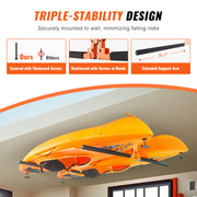 Load image into Gallery viewer, SucceBuy Kayak Ceiling Storage Rack Ceiling Storage Rack for 2 Kayak Canoe SUP Adjustable Height Overhead Kayak Holder Hanger - AMOCART