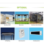 Charger l'image dans la visionneuse de galerie, Pergola Bioclimatique en Aluminium avec Lames Orientables et Portes Coulissantes Vitrées – Idéale pour les Salons de Toit ou les Balcons Modernes