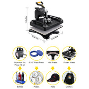 Load image into Gallery viewer, SucceBuy 5/8in1 15x15"/12x15"Dual-tube Heating Insulation Cotton Heat Press Sublimation Machine 360°Swing Design for Tshirts Etc
