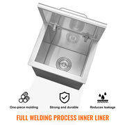 Load image into Gallery viewer, SucceBuy Drop in Ice Chest Stainless Steel Ice Cooler Commercial Ice Bin with Hinged Cover Outdoor Kitchen Ice Bar